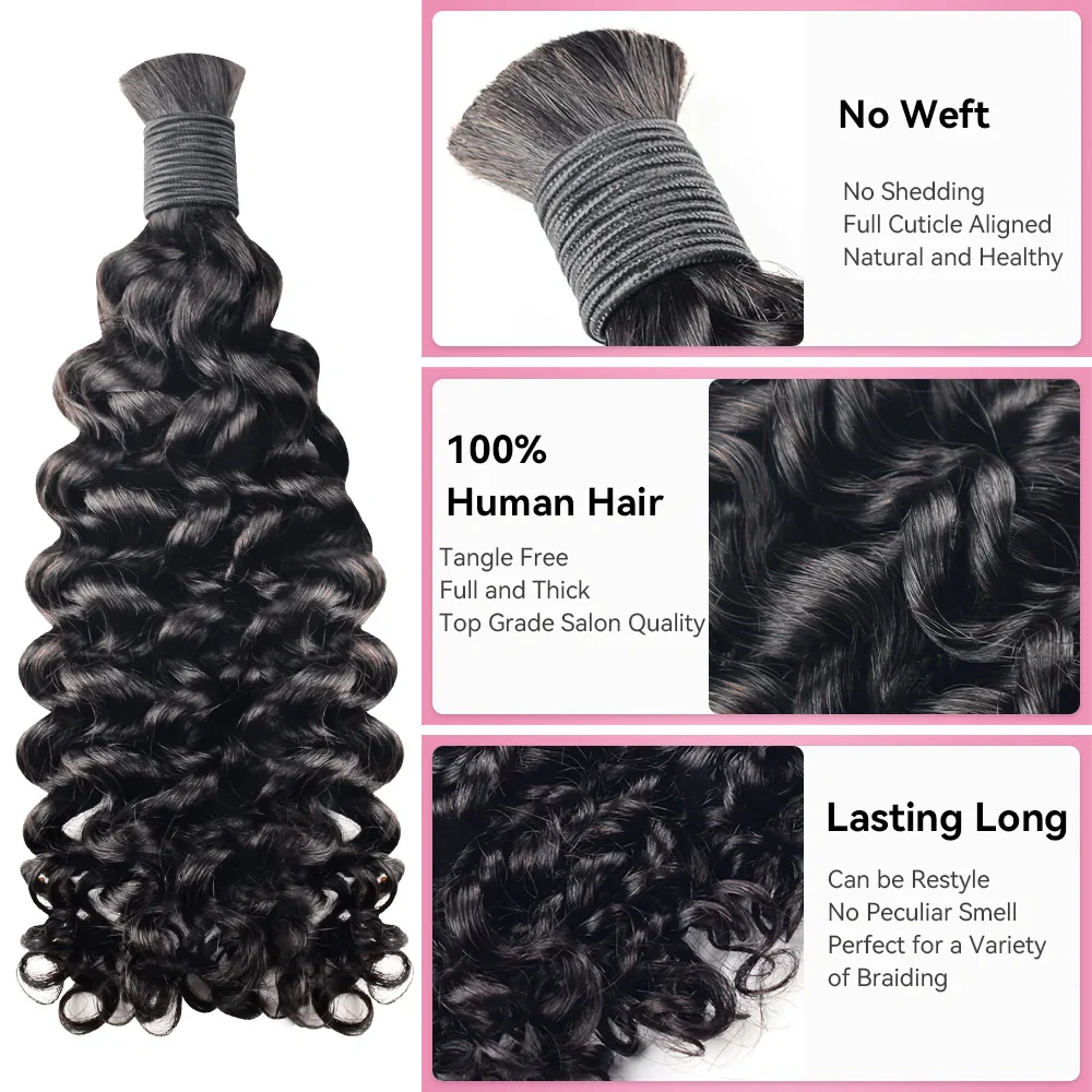 Boho Braiding Hair 100 % Human Hair Deep Curly - Image 2